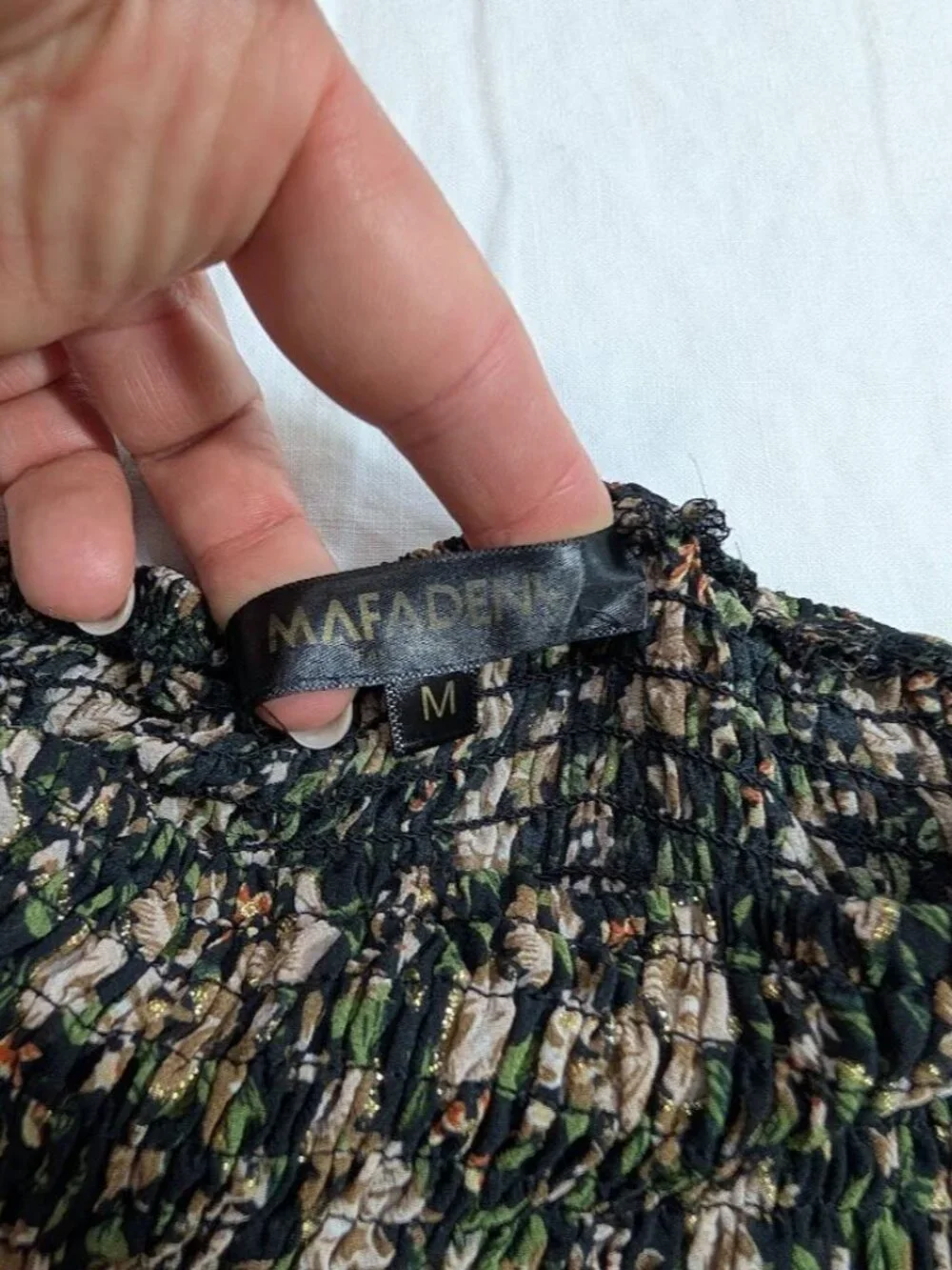 Mafadeny women's size Medium black floral off the shoulder short dress B18 - Picture 6 of 8
